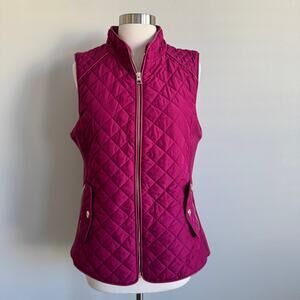 Chico's Quilted Vest Pink Gold Hardware Chico's 1 8/10 Equestrian Look